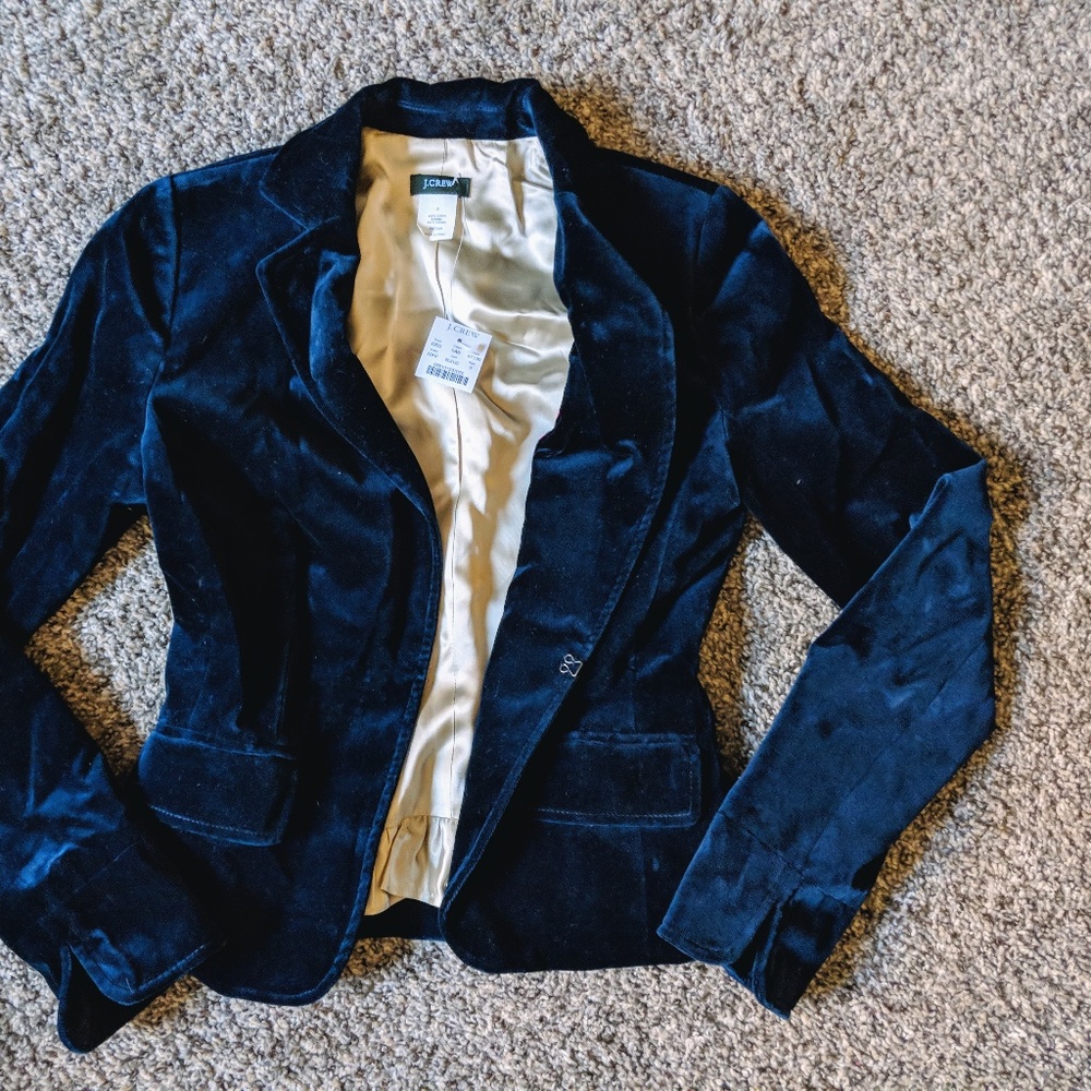 J. Crew velvet blazer in navy size 0